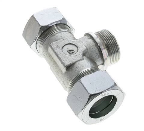 38S & G1-1/2'' Zink plated Steel T-Shape Tee Cutting Fitting with Male Threads 315 bar ISO 8434-1