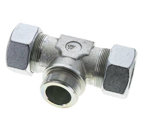 38S & G1-1/2'' Zink plated Steel T-Shape Tee Cutting Fitting with Male Threads 315 bar ISO 8434-1