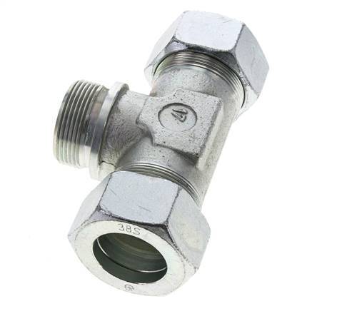 38S & G1-1/2'' Zink plated Steel T-Shape Tee Cutting Fitting with Male Threads 315 bar ISO 8434-1