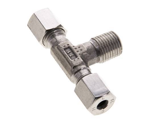 6L & R1/4'' Stainless Steel T-Shape Tee Cutting Fitting with Male Threads 315 bar ISO 8434-1