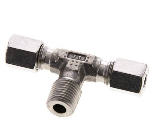 6L & R1/4'' Stainless Steel T-Shape Tee Cutting Fitting with Male Threads 315 bar ISO 8434-1