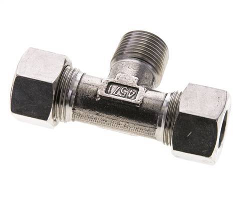 15L & R1/2'' Stainless Steel T-Shape Tee Cutting Fitting with Male Threads 315 bar ISO 8434-1