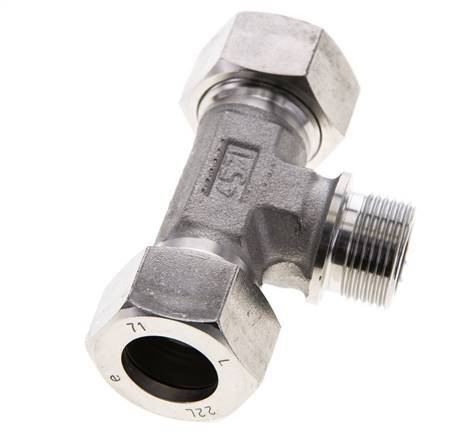 22L & G3/4'' Stainless Steel T-Shape Tee Cutting Fitting with Male Threads 160 bar ISO 8434-1