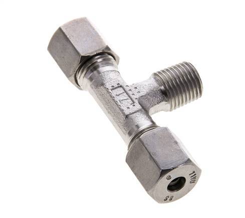 6S & R1/4'' Stainless Steel T-Shape Tee Cutting Fitting with Male Threads 630 bar ISO 8434-1