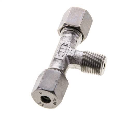 6S & R1/4'' Stainless Steel T-Shape Tee Cutting Fitting with Male Threads 630 bar ISO 8434-1