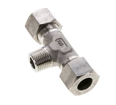16S & R1/2'' Stainless Steel T-Shape Tee Cutting Fitting with Male Threads 400 bar ISO 8434-1