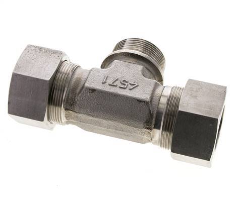 38S & G1-1/2'' Stainless Steel T-Shape Tee Cutting Fitting with Male Threads 315 bar ISO 8434-1