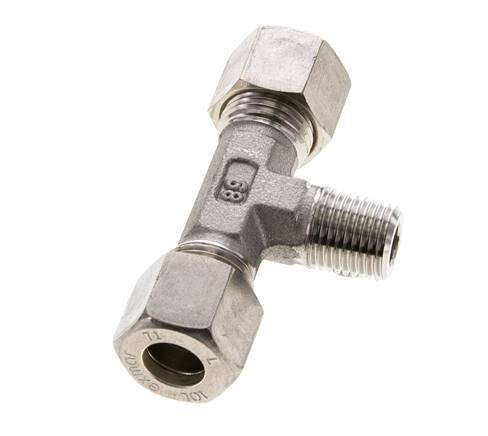 10L & R1/4'' Stainless Steel T-Shape Tee Compression Fitting with Male Threads 315 bar ISO 8434-1