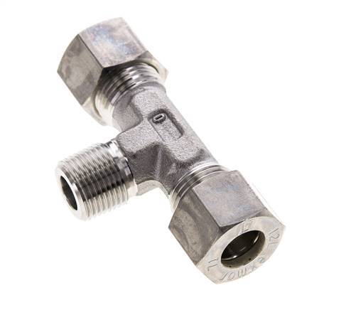 12L & R3/8'' Stainless Steel T-Shape Tee Compression Fitting with Male Threads 315 bar ISO 8434-1