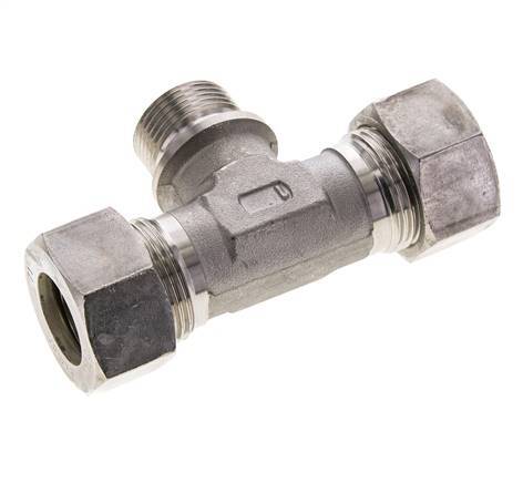 22L & G3/4'' Stainless Steel T-Shape Tee Compression Fitting with Male Threads 160 bar ISO 8434-1