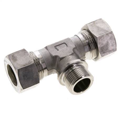 22L & G3/4'' Stainless Steel T-Shape Tee Compression Fitting with Male Threads 160 bar ISO 8434-1