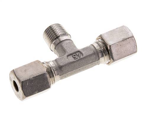 6S & R1/4'' Stainless Steel T-Shape Tee Compression Fitting with Male Threads 500 bar ISO 8434-1