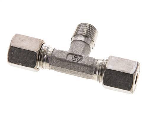 6S & R1/4'' Stainless Steel T-Shape Tee Compression Fitting with Male Threads 500 bar ISO 8434-1