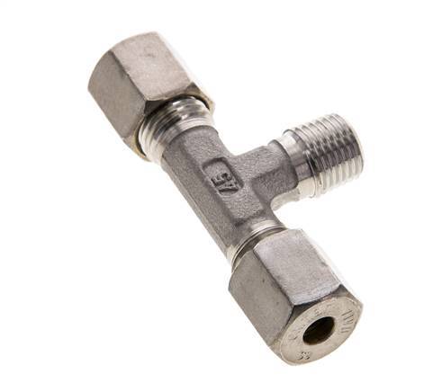 6S & R1/4'' Stainless Steel T-Shape Tee Compression Fitting with Male Threads 500 bar ISO 8434-1