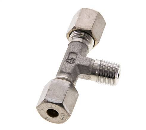 6S & R1/4'' Stainless Steel T-Shape Tee Compression Fitting with Male Threads 500 bar ISO 8434-1