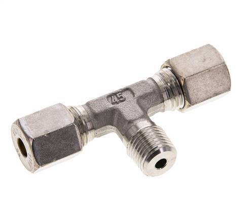6S & R1/4'' Stainless Steel T-Shape Tee Compression Fitting with Male Threads 500 bar ISO 8434-1