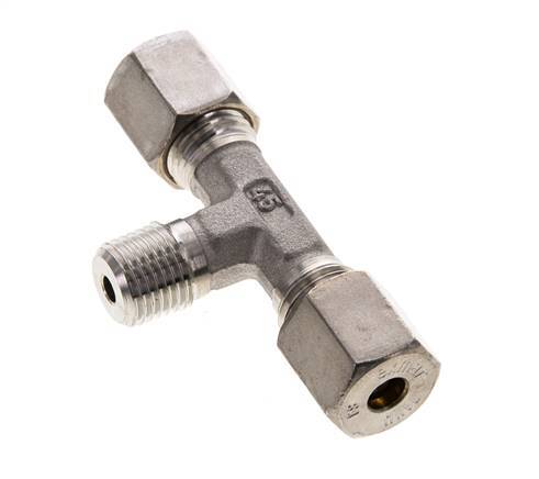 6S & R1/4'' Stainless Steel T-Shape Tee Compression Fitting with Male Threads 500 bar ISO 8434-1
