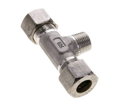 16S & R1/2'' Stainless Steel T-Shape Tee Compression Fitting with Male Threads 400 bar ISO 8434-1