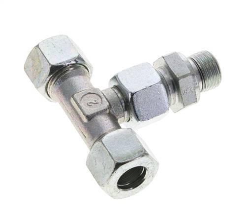 12L & M16x1.5 Zink plated Steel T-Shape Tee Cutting Fitting with Male Threads 315 bar Adjustable ISO 8434-1