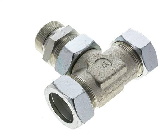 42L & M48x2 Zink plated Steel T-Shape Tee Cutting Fitting with Male Threads 160 bar Adjustable ISO 8434-1