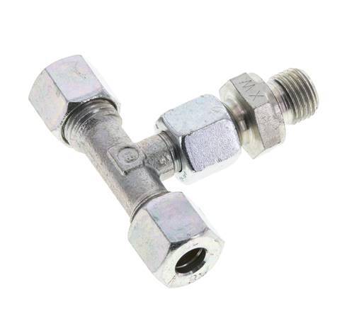 8L & G1/4'' Zink plated Steel T-Shape Tee Cutting Fitting with Male Threads 315 bar Adjustable ISO 8434-1