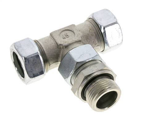 28L & G1'' Zink plated Steel T-Shape Tee Cutting Fitting with Male Threads 160 bar Adjustable ISO 8434-1