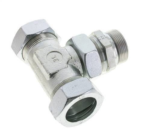 42L & G1-1/2'' Zink plated Steel T-Shape Tee Cutting Fitting with Male Threads 160 bar Adjustable ISO 8434-1