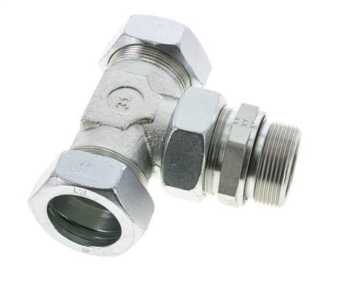 42L & G1-1/2'' Zink plated Steel T-Shape Tee Cutting Fitting with Male Threads 160 bar Adjustable ISO 8434-1