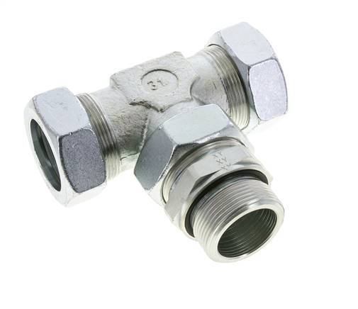 42L & G1-1/2'' Zink plated Steel T-Shape Tee Cutting Fitting with Male Threads 160 bar Adjustable ISO 8434-1