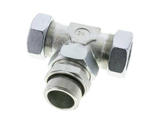 42L & G1-1/2'' Zink plated Steel T-Shape Tee Cutting Fitting with Male Threads 160 bar Adjustable ISO 8434-1