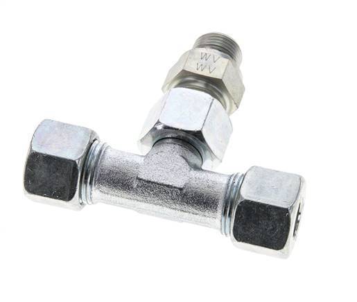 12S & G3/8'' Zink plated Steel T-Shape Tee Cutting Fitting with Male Threads 630 bar Adjustable ISO 8434-1