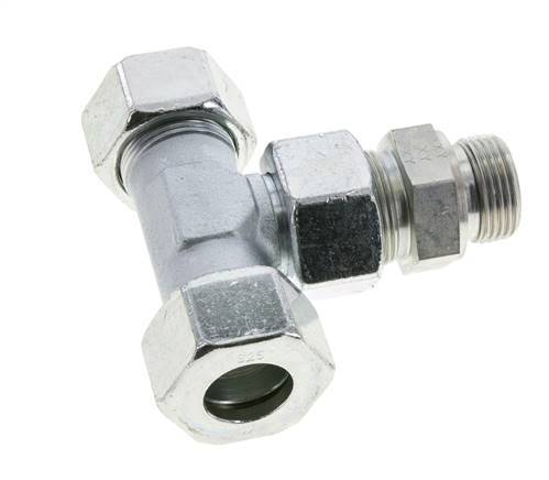 25S & G1'' Zink plated Steel T-Shape Tee Cutting Fitting with Male Threads 400 bar Adjustable ISO 8434-1