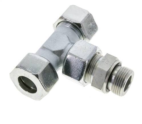 25S & G1'' Zink plated Steel T-Shape Tee Cutting Fitting with Male Threads 400 bar Adjustable ISO 8434-1