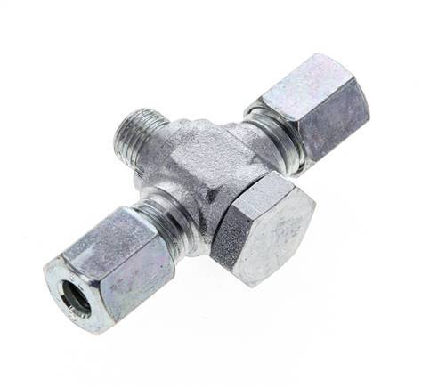 6L & M10x1 Zink plated Steel Tee Swivel Joint Cutting Fitting with Male Threads 315 bar ISO 8434-1