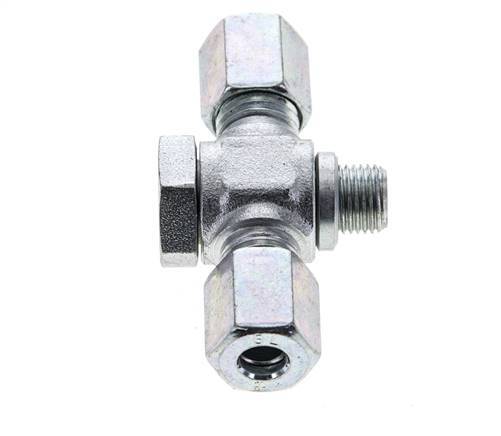 6L & M10x1 Zink plated Steel Tee Swivel Joint Cutting Fitting with Male Threads 315 bar ISO 8434-1