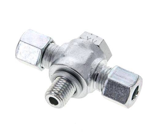 8L & M12x1.5 Zink plated Steel Tee Swivel Joint Cutting Fitting with Male Threads 315 bar ISO 8434-1