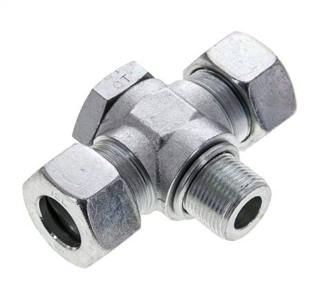 18L & M22x1.5 Zink plated Steel Tee Swivel Joint Cutting Fitting with Male Threads 315 bar ISO 8434-1