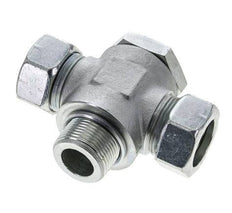 28L & M33x2 Zink plated Steel Tee Swivel Joint Cutting Fitting with Male Threads 160 bar ISO 8434-1