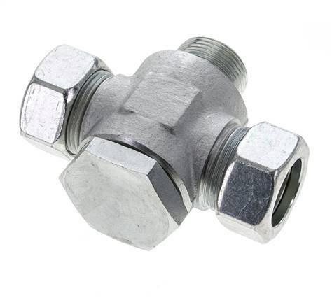 28L & M33x2 Zink plated Steel Tee Swivel Joint Cutting Fitting with Male Threads 160 bar ISO 8434-1