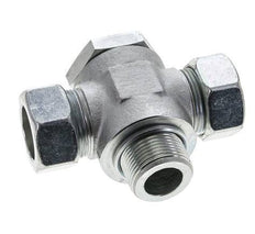 28L & M33x2 Zink plated Steel Tee Swivel Joint Cutting Fitting with Male Threads 160 bar ISO 8434-1