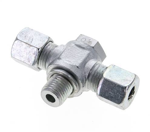 8S & M14x1.5 Zink plated Steel Tee Swivel Joint Cutting Fitting with Male Threads 400 bar ISO 8434-1