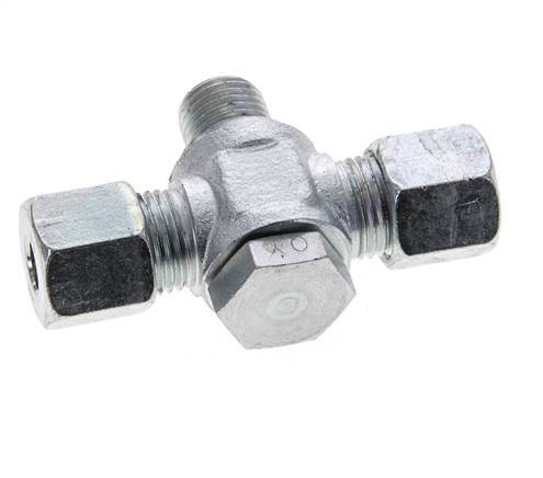 8S & M14x1.5 Zink plated Steel Tee Swivel Joint Cutting Fitting with Male Threads 400 bar ISO 8434-1