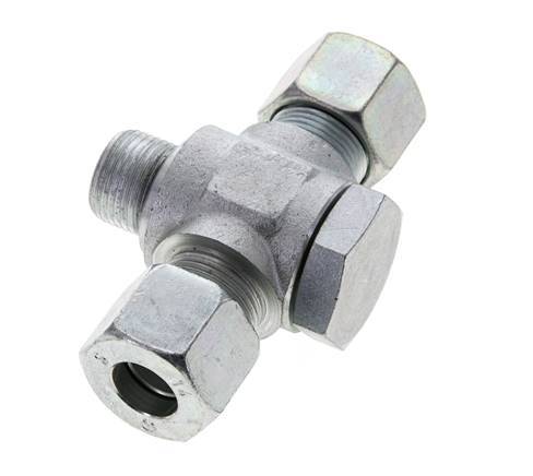 14S & M20x1.5 Zink plated Steel Tee Swivel Joint Cutting Fitting with Male Threads 400 bar ISO 8434-1