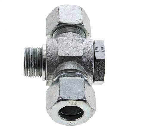 20S & M27x2 Zink plated Steel Tee Swivel Joint Cutting Fitting with Male Threads 400 bar ISO 8434-1