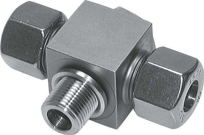 16S & M22x1.5 Stainless Steel Tee Swivel Joint Cutting Fitting with Male Threads 400 bar ISO 8434-1