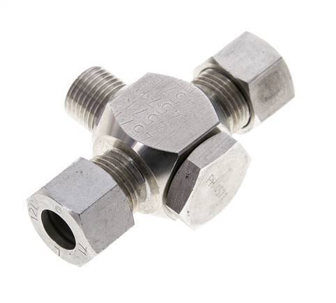 12L & M16x1.5 Stainless Steel Tee Swivel Joint Cutting Fitting with Male Threads 315 bar ISO 8434-1