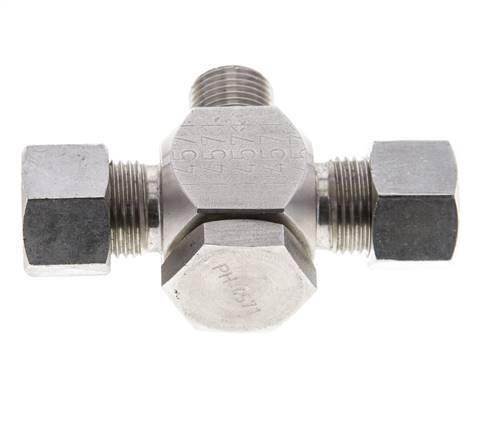 12L & M16x1.5 Stainless Steel Tee Swivel Joint Cutting Fitting with Male Threads 315 bar ISO 8434-1