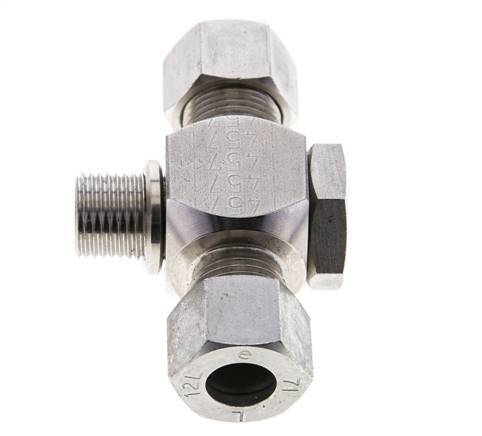 12L & M16x1.5 Stainless Steel Tee Swivel Joint Cutting Fitting with Male Threads 315 bar ISO 8434-1