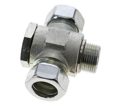 28L & G1'' Zink plated Steel Tee Swivel Joint Cutting Fitting with Male Threads 160 bar ISO 8434-1