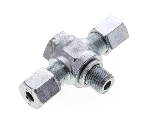 6S & G1/4'' Zink plated Steel Tee Swivel Joint Cutting Fitting with Male Threads 400 bar ISO 8434-1